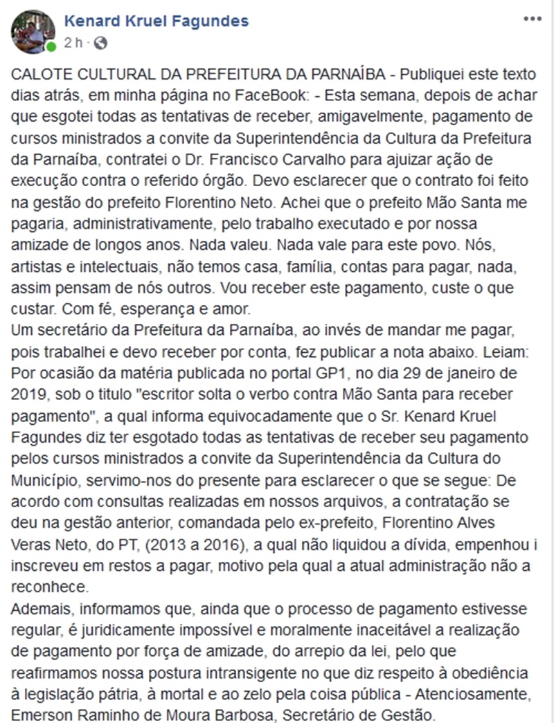 Postagem de Kenard Kruel