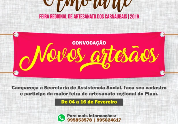 Prefeitura de Campo Maior abre cadastro para novos artesãos