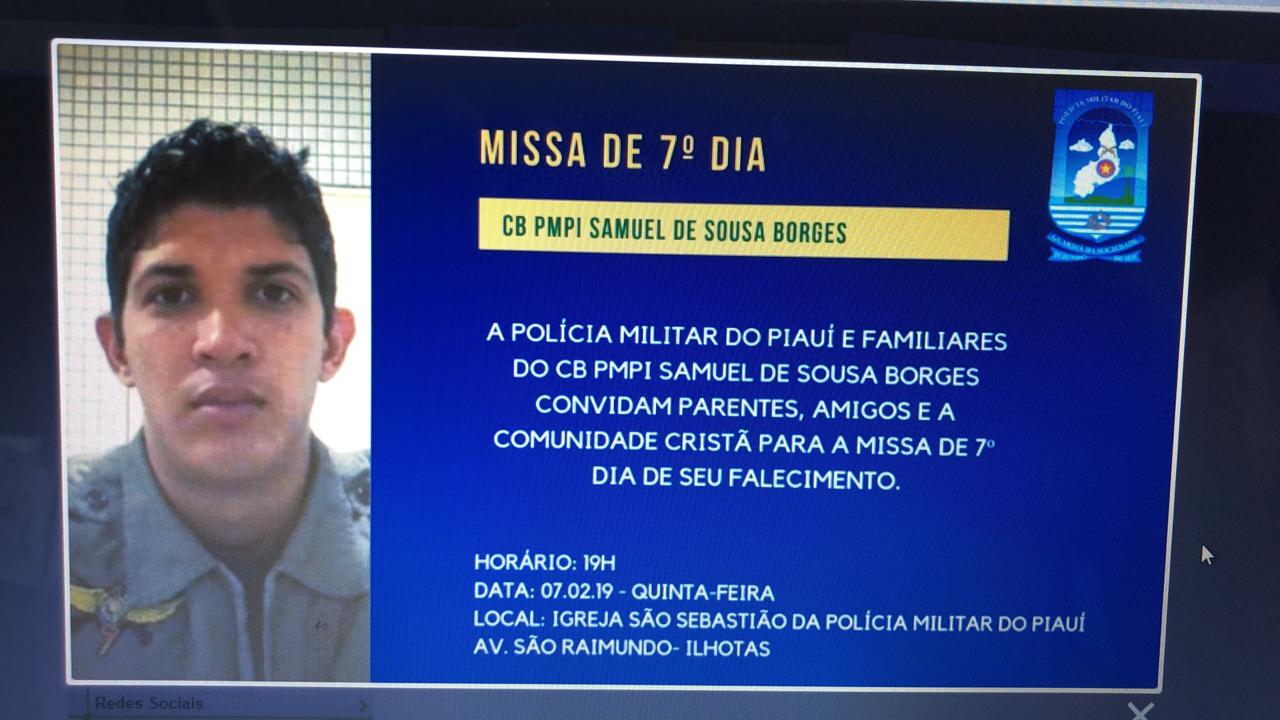 Missa de sétimo dia do cabo Samuel Borges