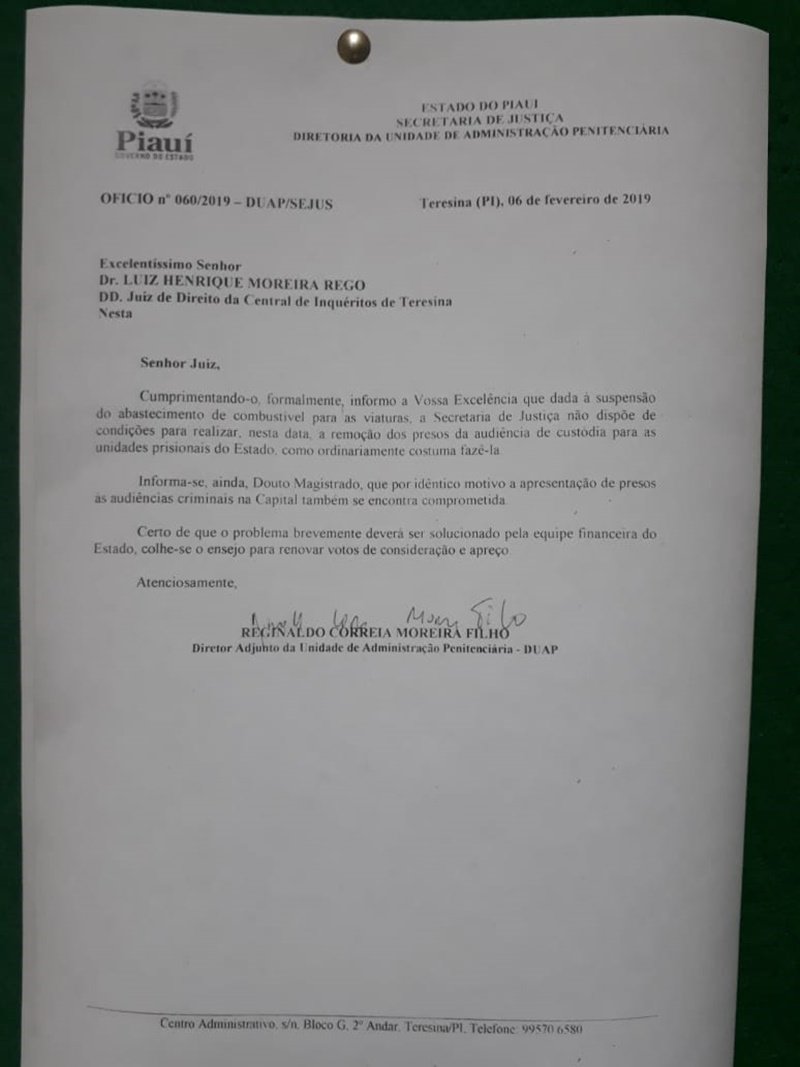 Viaturas da Sejus estão sem combustível para locomoção de presos