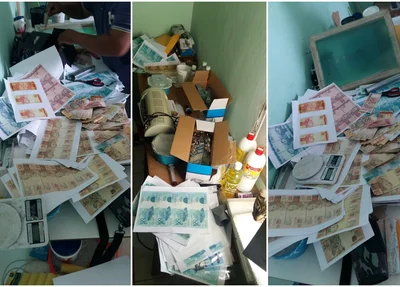 Dinheiro falso fabricado pelo acusado