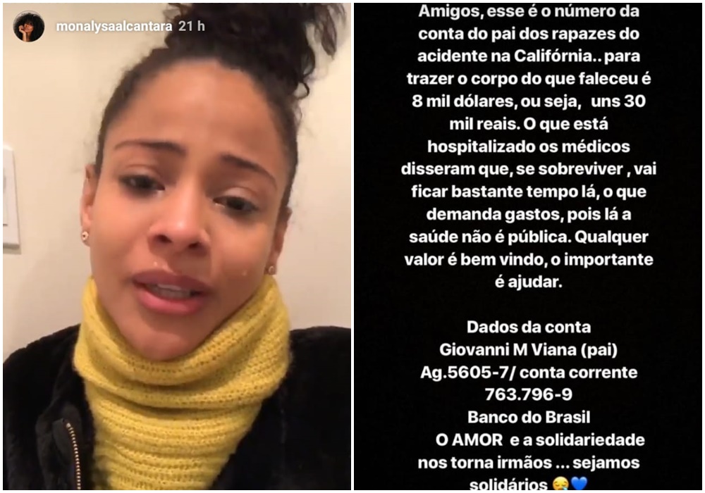 Monalysa Alcântara se emociona ao pedir a ajuda para família de jovem morto nos EUA