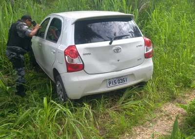 O veículo foi abandonado em um matagal