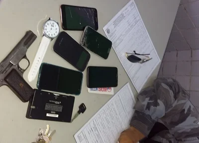 Material encontrado com os suspeitos