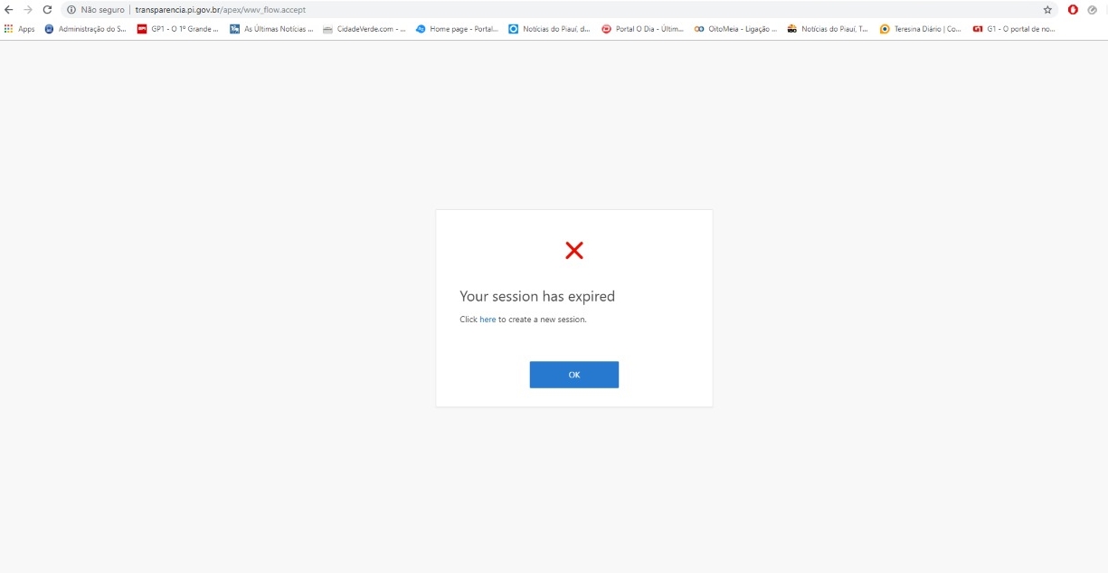 Portal da Transparência aparece com mensagem de erro