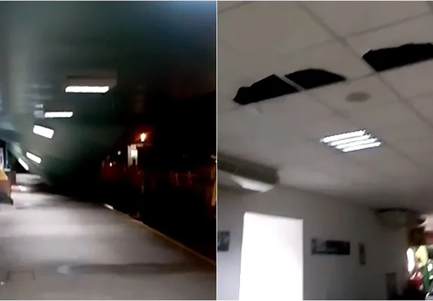 Parte do teto do aeroporto cai após chuva