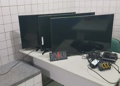 Televisões recuperadas pela Polícia Militar