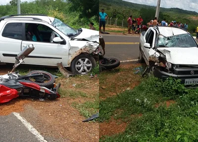 Acidente envolvendo um Fiat Strada e uma motocicleta em Bocaina