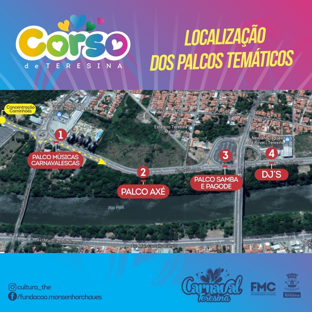 Localização dos palcos temáticos