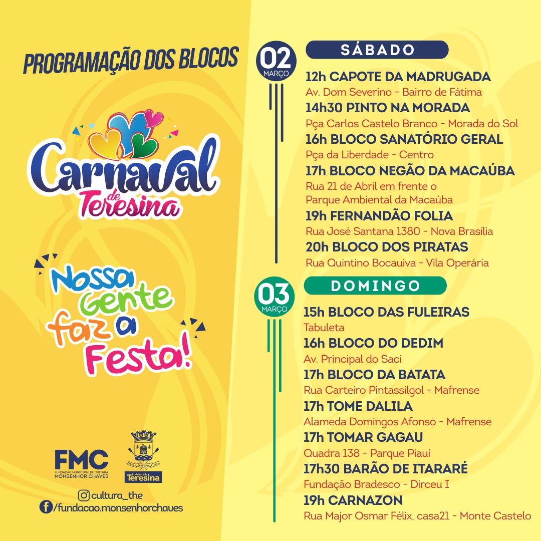 Eventos do dia 2 e 3 de março
