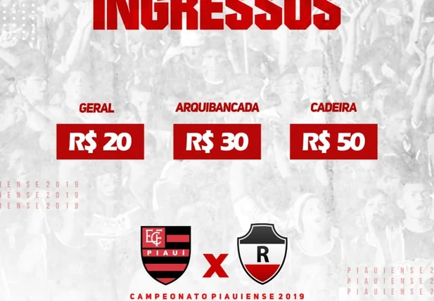 Ingressos para partida entre River e Flamengo do Piauí estão à venda