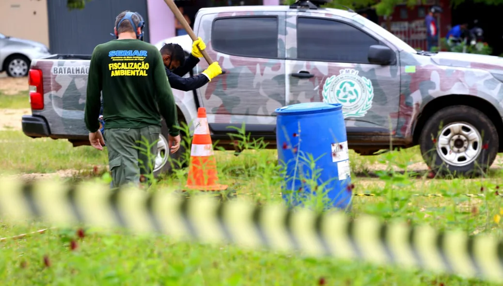 O Batalhão de Policiamento Ambiental também esteve no local