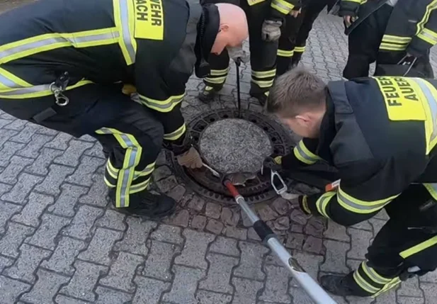 Rato é resgatado por bombeiros na Alemanha