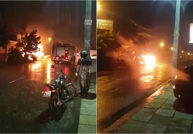 Veículo pegou fogo na Rua Professor Pires Gayoso