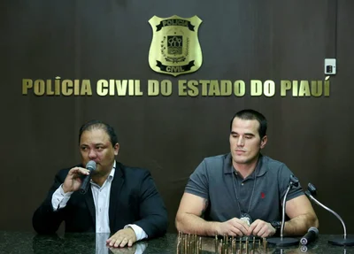 Delegado geral Luccy Keiko  e o coordenador do GPE, Matheus Zanatta 