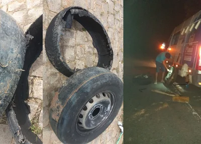 Viatura teve o pneu rasgado durante viagem