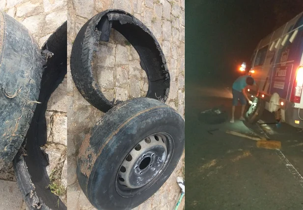 Viatura teve o pneu rasgado durante viagem
