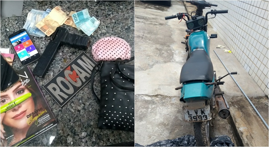 Material e moto apreendidos