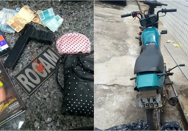Material e moto apreendidos