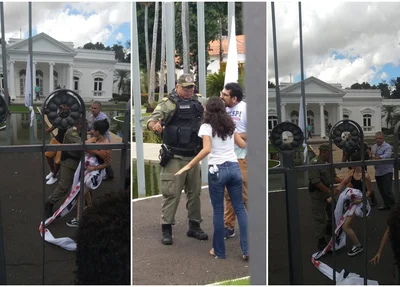 Momento em que estudante são detidos pela Polícia Militar