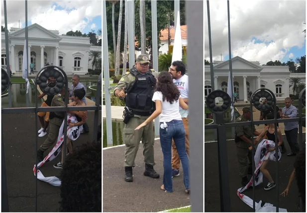Momento em que estudante são detidos pela Polícia Militar