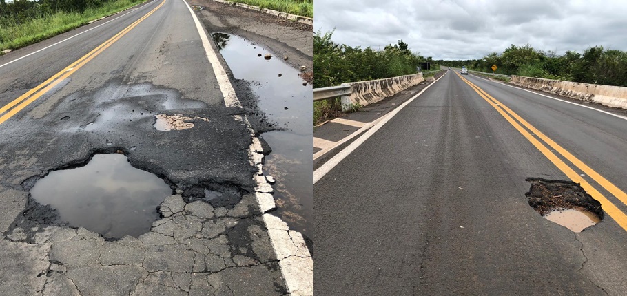 Buracos verificados na BR 343