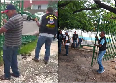 Remoção das grades da praça do Verdão
