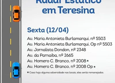 Strans divulga local de radares de velocidade em Teresina