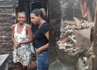 Dona Lindaval teve a casa incendiada por causa de raio 