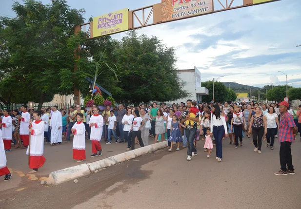 Procissão com a imagem de Bom Jesus