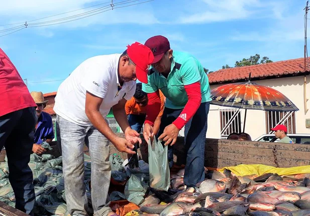 Ao todo foram distribuídos aproximadamente 5.000 mil kg de pescados  
