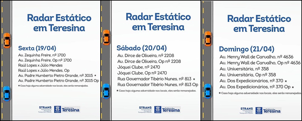 Radares de monitoramento eletrônico durante feriado em Teresina