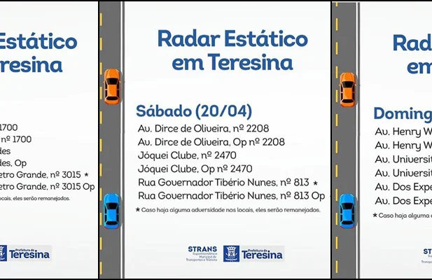 Radares de monitoramento eletrônico durante feriado em Teresina