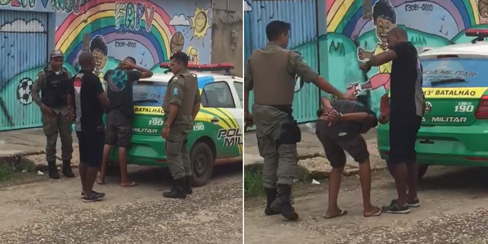Policiais militares flagrados agredindo jovem de 16 anos.