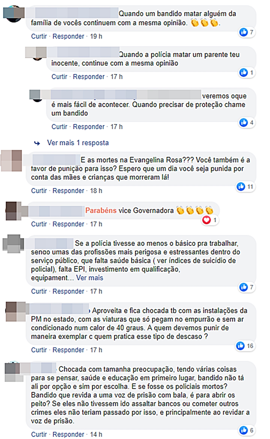 Alguns apoiaram e outros criticam a publicação de Regina Sousa
