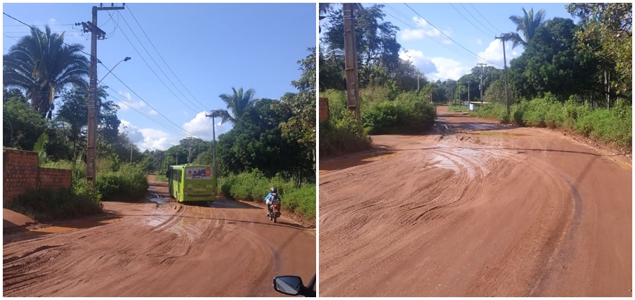 A rua não é asfaltada 