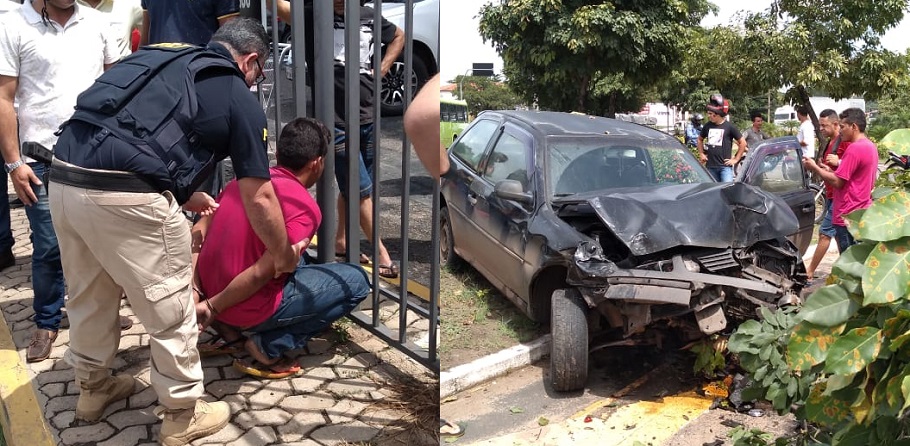 Acusado sendo preso pela PRF-PI