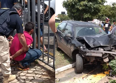Acusado sendo preso pela PRF-PI
