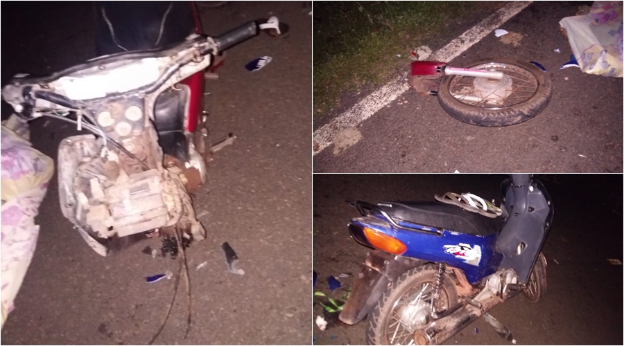 Motos envolvidas no acidente ficaram destruídas