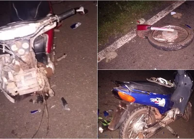 Motos envolvidas no acidente ficaram destruídas