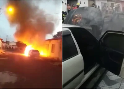 Veículos incendiados em Teresina