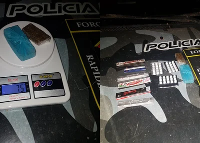 Força Tática apreende 2 tabletes de maconha e 51 comprimidos de anfetamina.