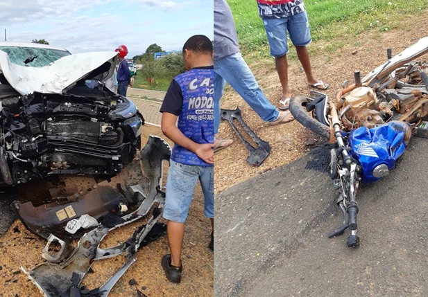 Fiat Toro e moto Honda CG colidem na BR 230.