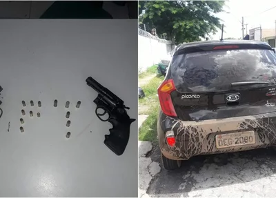 Armas e carro apreendidos