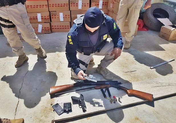Armas apreendidas pela PRF-PI