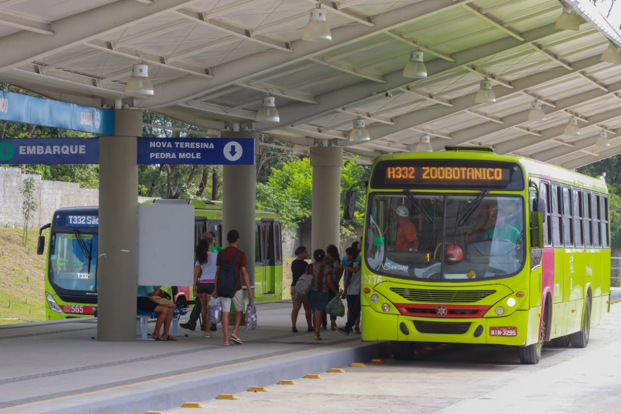 Ônibus circulando no Terminal Zoobotânico 