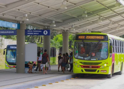 Ônibus circulando no Terminal Zoobotânico 