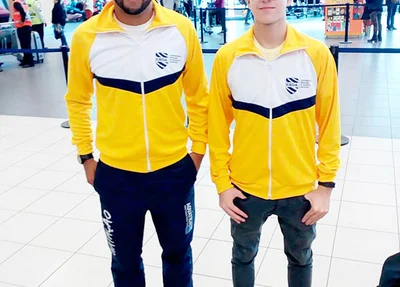 Treinador Paulo Vitor e nadador Joabe Carvalho