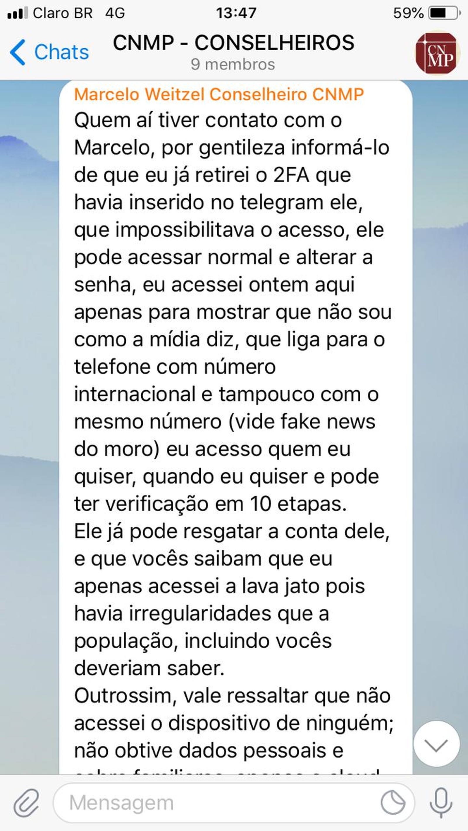 Hacker invade grupo do Ministério Público do Telegram