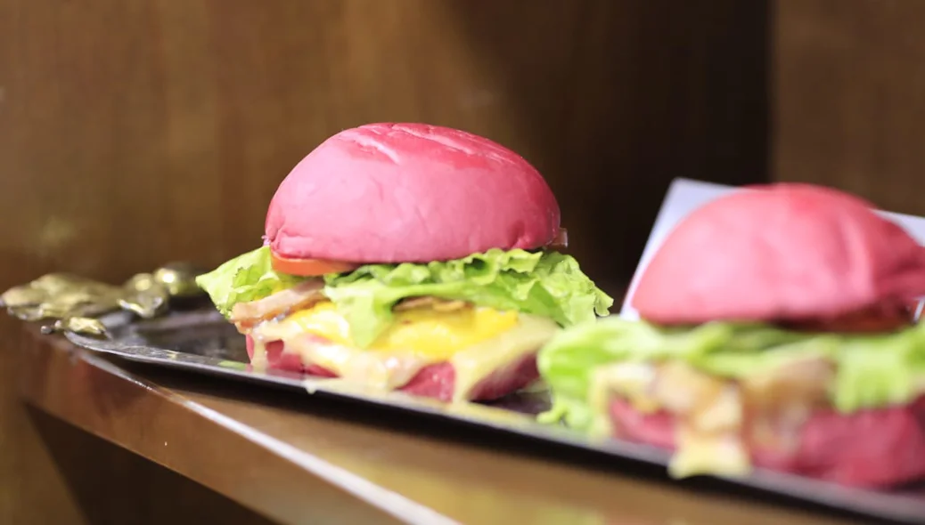 Hamburguers em exposição
